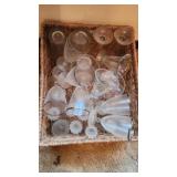 Basket of vintage glassware - stemmed  and sundae