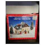 Hand painted fine porcelain lighted Firehouse