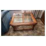 Oak glass drop leaf glass end table
