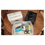 Guardian paper shredder, tote of misc office