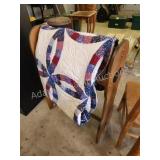 Custom built Pine quilt rack with handmade quilt