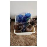 9 colored glass flower vases