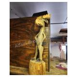 Custom-made hand carved wooden moose statue