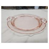 Vintage pink depression glass 10.75-in platter