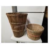 2 vintage wood bushel baskets
