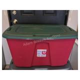 Homz 32 gallon holiday storage tote, red green