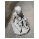 Decorative concrete child with kitten lawn