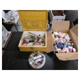 2 vintage sewing boxes with large assortment