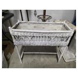 White wicker rectangle planter box with