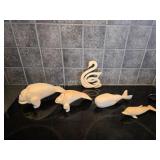 Hand carved wooden Animal figurines - manatees,
