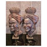 2 West African decorative solid wood art carvings