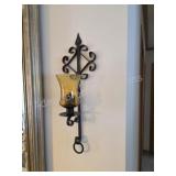 2 wrought Iron Scroll Wall Sconce with an amber