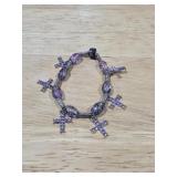 Purple Rhinestone Cross Stretch Charm