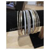 Gold Tone and Rhinestone Multi Strand Bangle