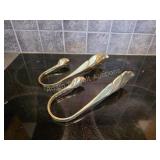 Pair of Vintage Lacquered Brass Curtain Tiebacks,