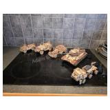 (5) 3D laser cut wooden models, military style