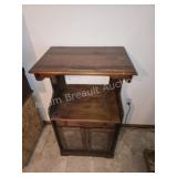 Vintage Wooden Kitchen Hutch with Tin-Inlay