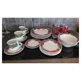 4 pc setting Gibson Christmas Dinnerware Set w