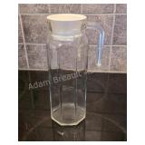 Vintage octagonal clear glass pitcher jug with a