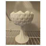 Vintage Indiana Duette Quilted Diamond Milk Glass