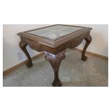 Clawfoot End Table with Glass Insert - 28 in x 24