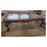 Clawfoot Coffee Table with Glass Inserts - 54 in x