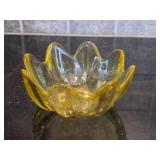 Vintage Yellow Glass Petal/Lotus Bowl