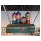 Vintage Metal Toolbox with Torch Heads and