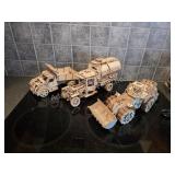 (3) 3-D Laser Cut Mechanical Wooden Models -
