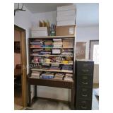 Vintage metal storage shelving unit with large