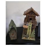 Rustic Wood Ranger Station and Small Birdhouse