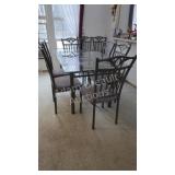 Glass Top Dining Table with 6 Chairs