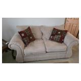 Art Van Microfiber Loveseat - Neutral Beige/Tan