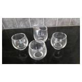 Vintage Clear Glass Mini Pitcher & Four Rounded