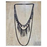 Gunmetal Layered Fringe and Faceted Bead