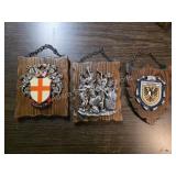 Set of 3 Vintage German Heraldic and Folk Art
