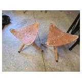 Pair of Vintage Leather and Wood Folding