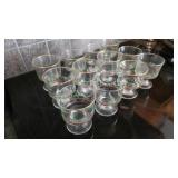 12 Vintage Gold-Rimmed Pedestal Sherbet Glasses /