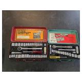 Two Vintage Metal Case Ratchet and Socket Tool