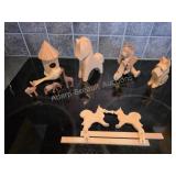Assorted hand carved animal figurines