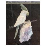 Stunning cockatoo gemstone carving, often