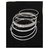Six Piece Silver Tone Bangle Bracelet