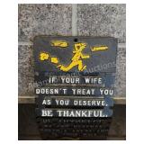 Vintage humorous cast iron privet wall decor,