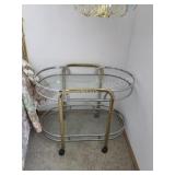 Mid-Century Mixed Metal Two-Tier Bar Cart, This