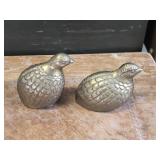Vintage Solid Brass Quail Bird Figurines Set of