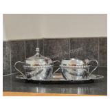 Vintage Ironware USA Silver Plate Sugar & Creamer