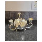 Vintage Silver-Plated Lotus Flower Centerpiece
