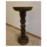Vintage Carved Wood Rustic Tiered Pedestal Candle