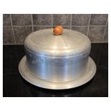 Vintage aluminum acorn cake plate