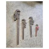 4 vintage pipe wrenches - Trimo, Rigid, Fuller